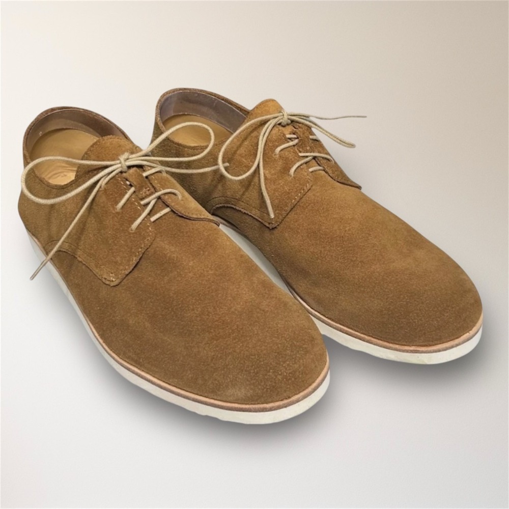 Nisolo Mens 8 Tan Suede Lightweight Derby Oxford Leather Travel Shoes New in Box